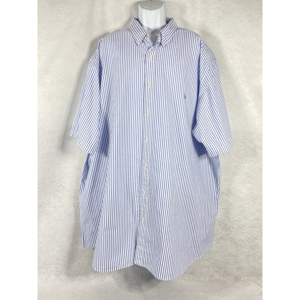 Polo Ralph Lauren Oxford Shirt Men's 4XLT Blue Button Up Short Sleeve Striped